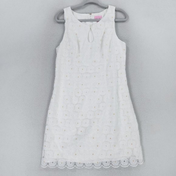 Lilly Pulitzer Dresses & Skirts - Lilly Pulitzer Dress Womens 12 Resort White Nicci Pinwheel Organza Floral Lace